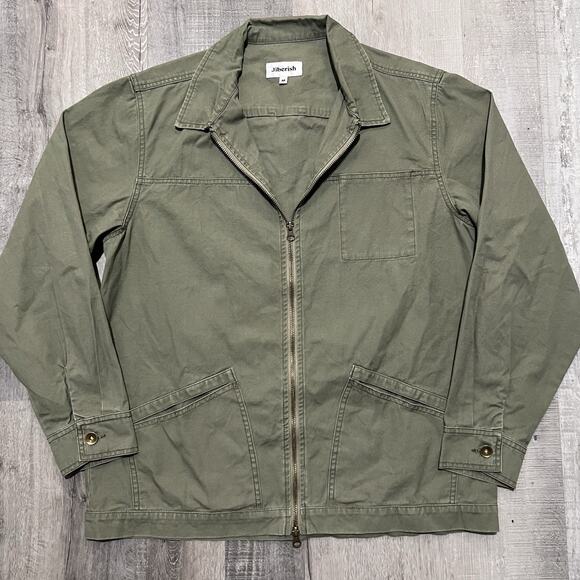Jiberish Canvas Jacket Green Cotton Full Zip Military Flight Ski Snowboard M - Picture 1 of 5